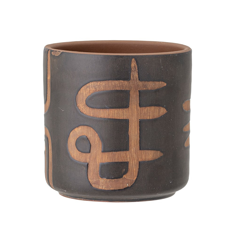 BLOOMINGVILLE-Abas Deco Flowerpot, Brown, Terracotta