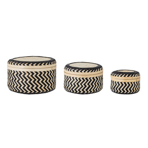 BLOOMINGVILLE-Jacob Basket w/Lid, Black, Bamboo