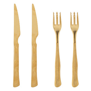 BLOOMINGVILLE-Ollin Steak Cutlery, Gold, Stainless Steel