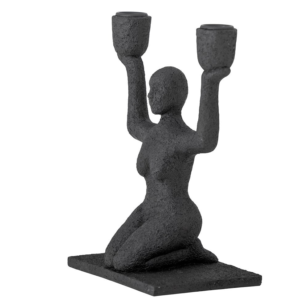 BLOOMINGVILLE-Lucie Candle Holder, Black, Polyresin