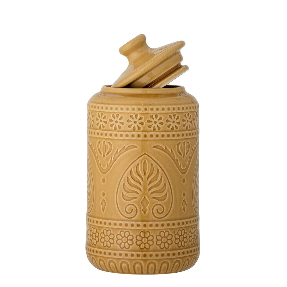 BLOOMINGVILLE-Rani Jar w/Lid, Yellow, Stoneware