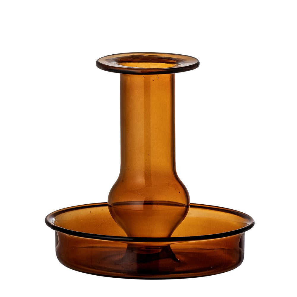 CREATIVE COLLECTION-Quinn Candlestick, Brown, Glass