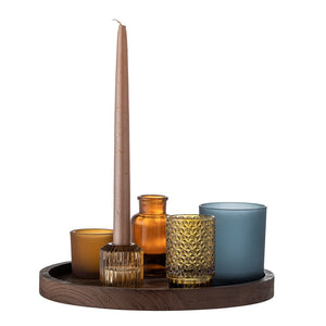 BLOOMINGVILLE-Sanga Tray w/Votive, Brown, Glass