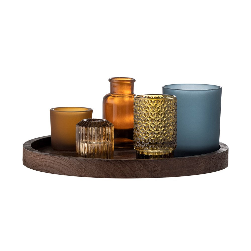 BLOOMINGVILLE-Sanga Tray w/Votive, Brown, Glass