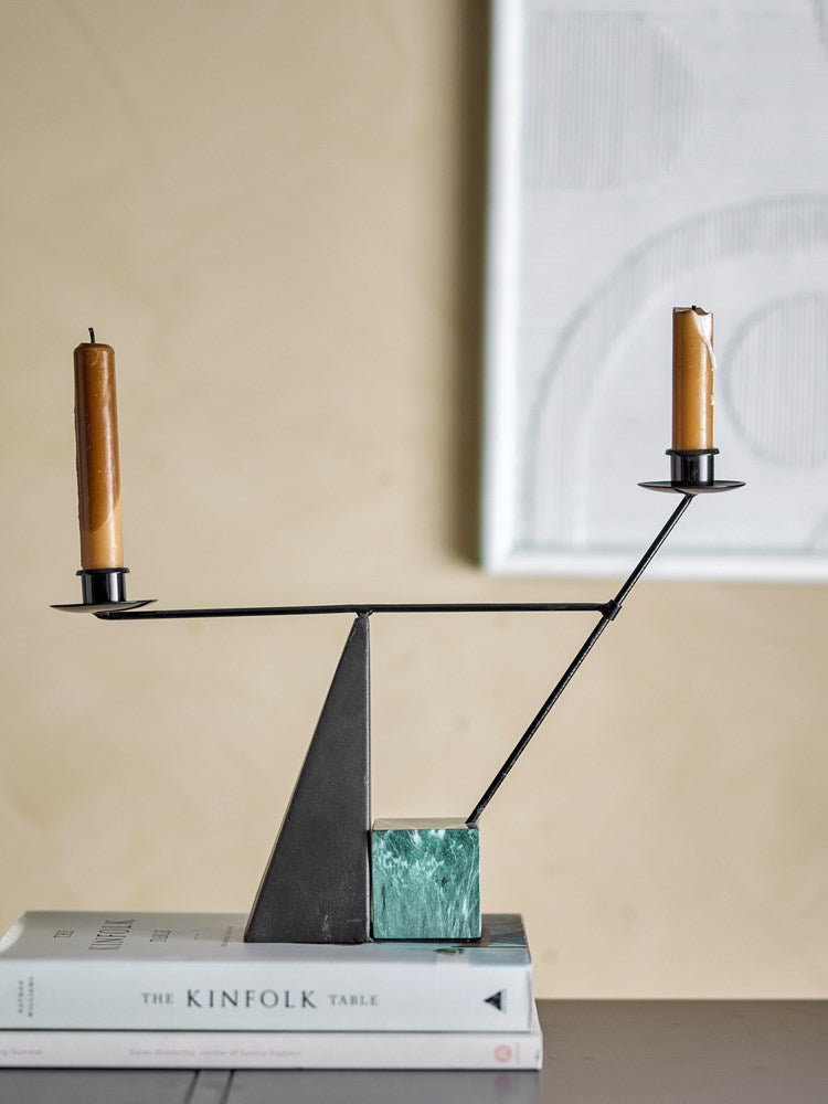 * Bloomingville-Jayda Candle Holder, Green, Iron