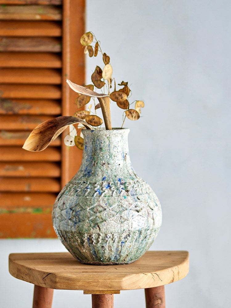 Creative Collection-Niin Deco Vase, Blue, Terracotta