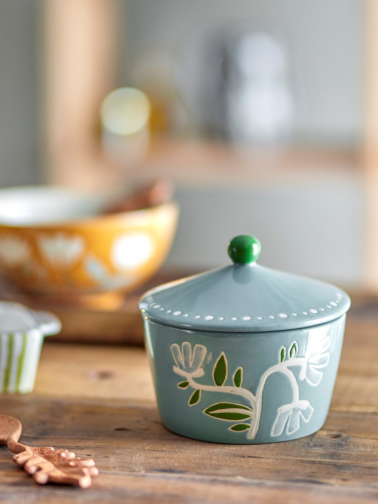 Creative Collection-Tangier Jar w/Lid, Green, Stoneware