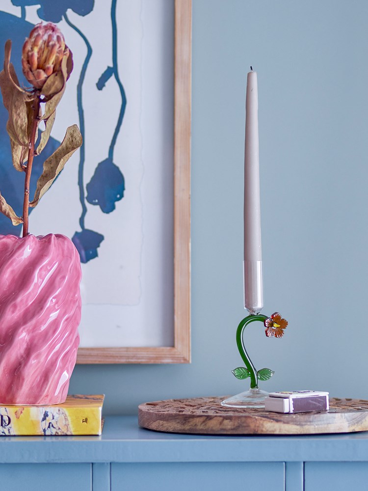 Vesper Candle Holder, Orange, Glass