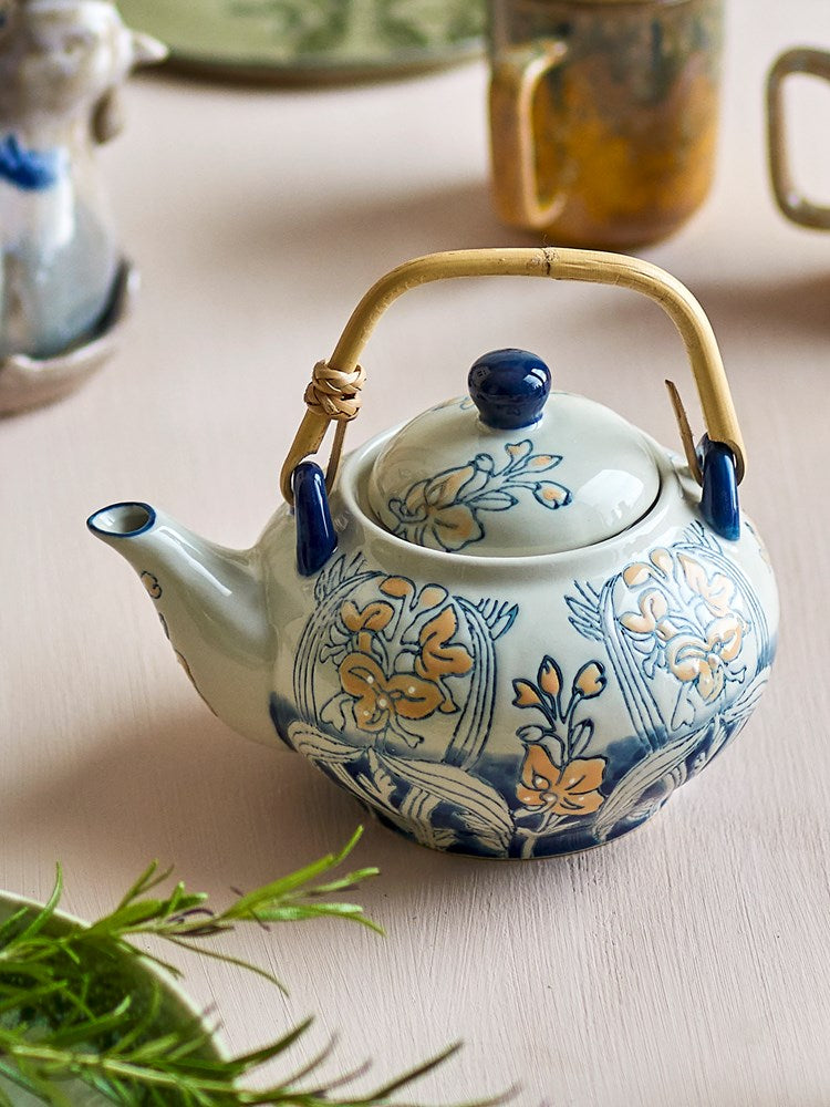 Myah Teapot w/Teastrainer, Blue, Stoneware