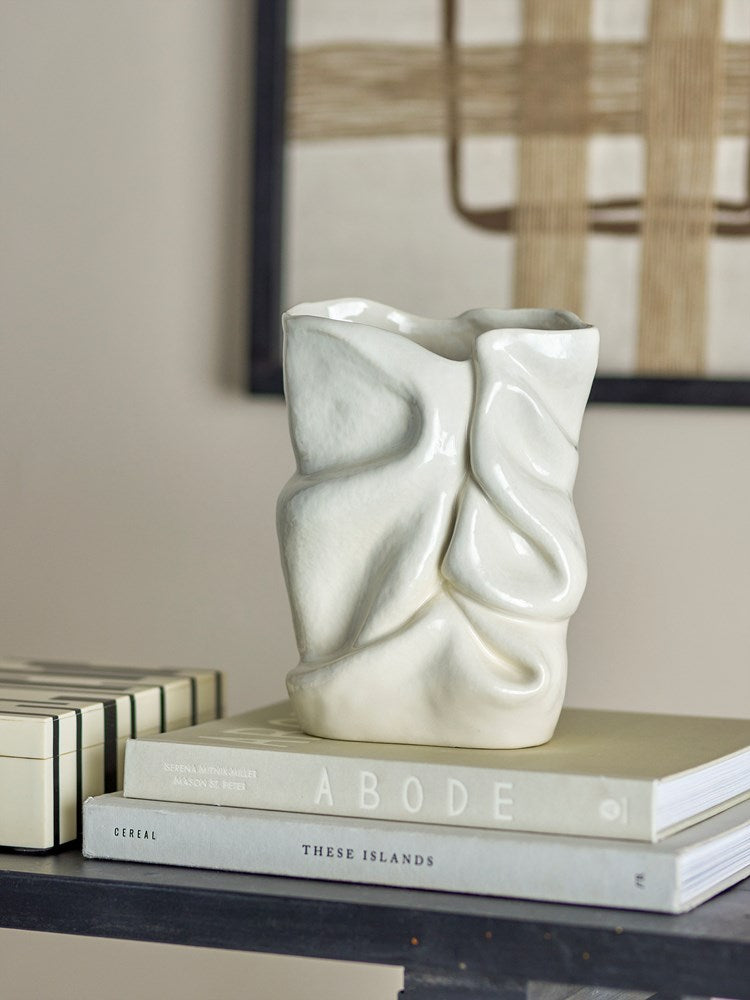 BLOOMINGVILLE-Fabrice Vase, White, Stoneware