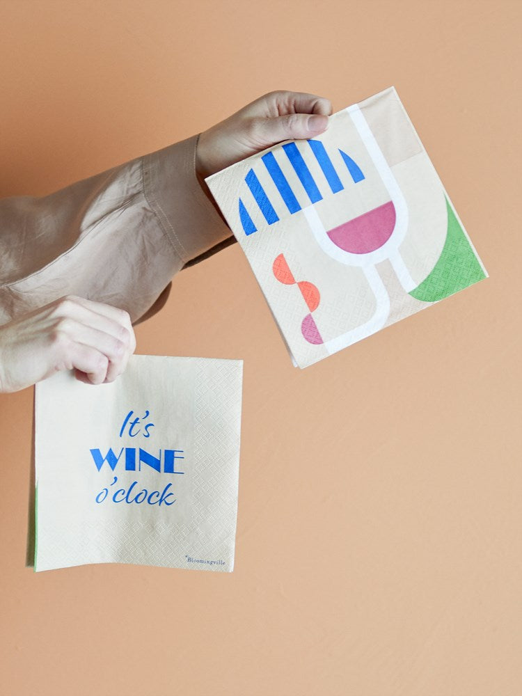 BLOOMINGVILLE- Wine Napkin, Blue, FSC® Mix, Paper