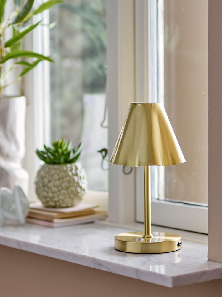 BLOOMINGVILLE -Lianna Portable Lamp, Rechargeable, Gold Metal
