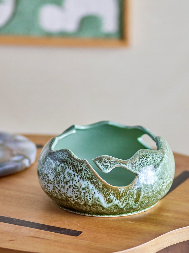 Bloomingville-Leonas Deco Bowl, Green, Stoneware