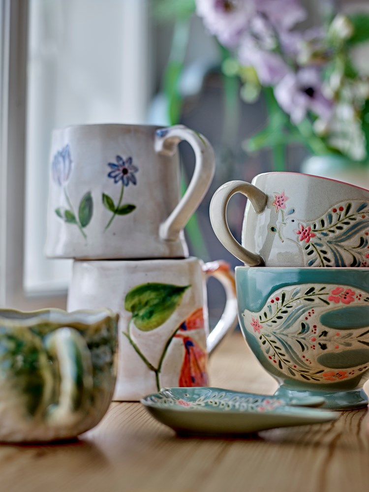 BLOOMINGVILLE-Rosalynde Mug, White, Stoneware - Set of 4