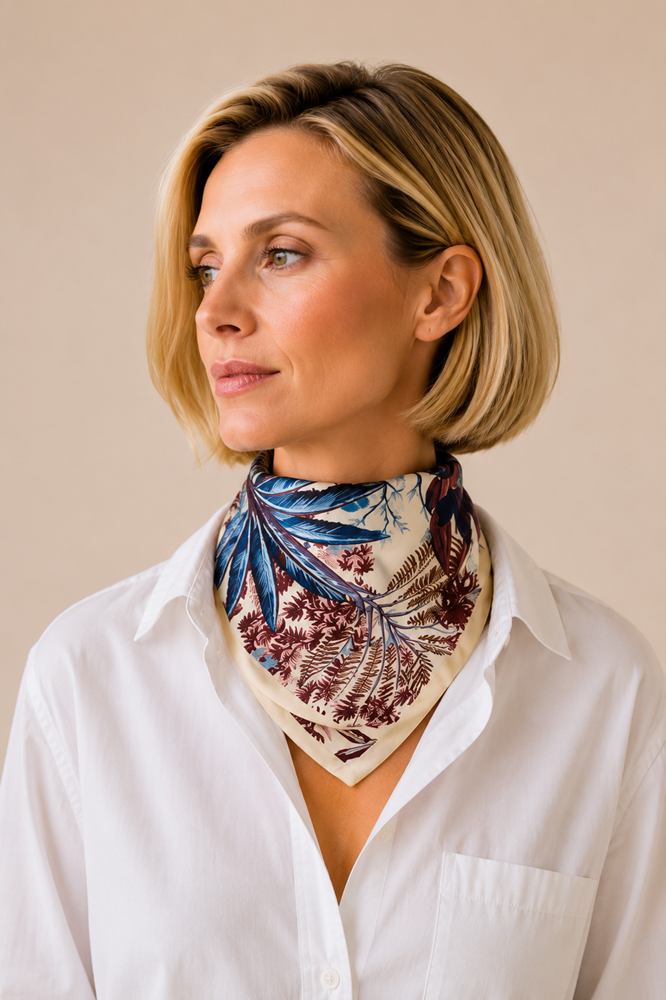MAISON FANLI Silk Scarf 50x50cm  - Zebra Purple