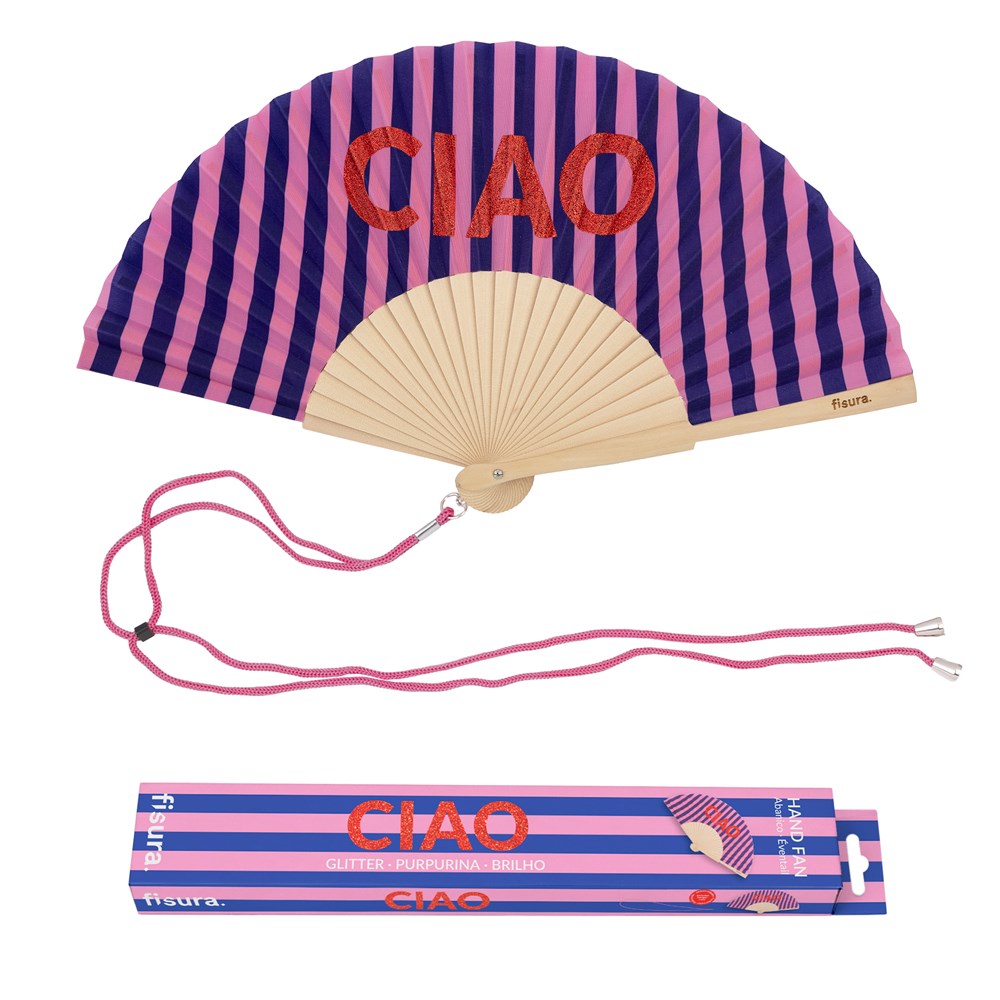 Glitter Letters Hand Fan "Ciao"