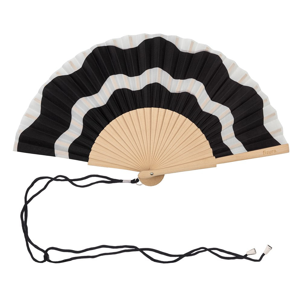 Hand fan Black & White Waves