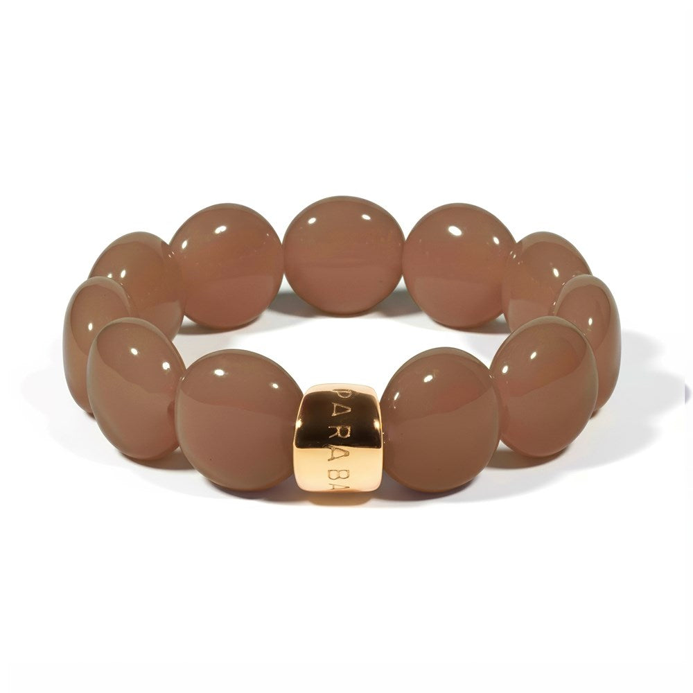 Parabaya Bombom 'Coffee' resin beaded bracelet with gold-plated detail 