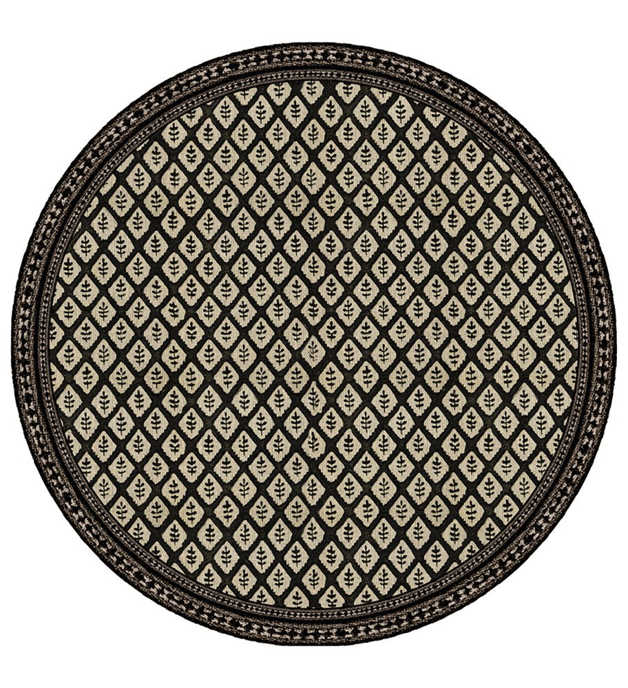 BEIJA FLOR -JAIPUR Black Round Vinyl Placemat