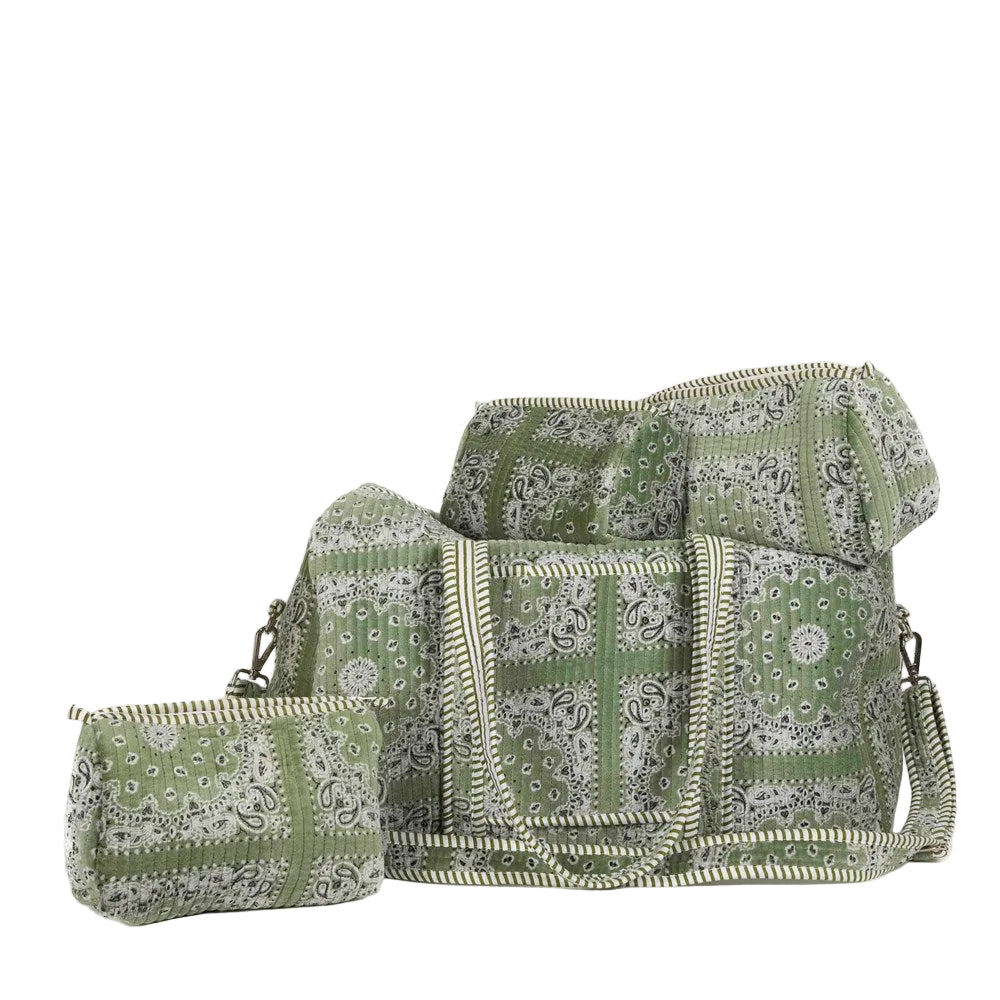 PARISIAN COOL Velvet Weekender - Bandana Green
