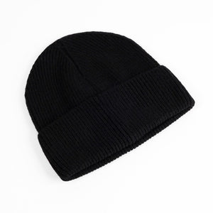 Cashmere blend ribbed knit beanie in black