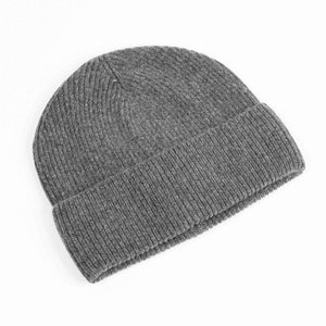 Cashmere blend ribbed knit beanie in dark grey