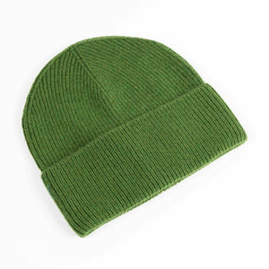 Cashmere blend ribbed knit beanie in green