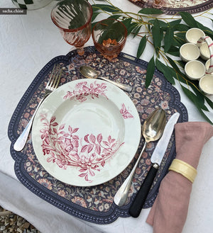 BEIJA FLOR- BOHEMIAN GARDEN INDIGO Cutout Placemat