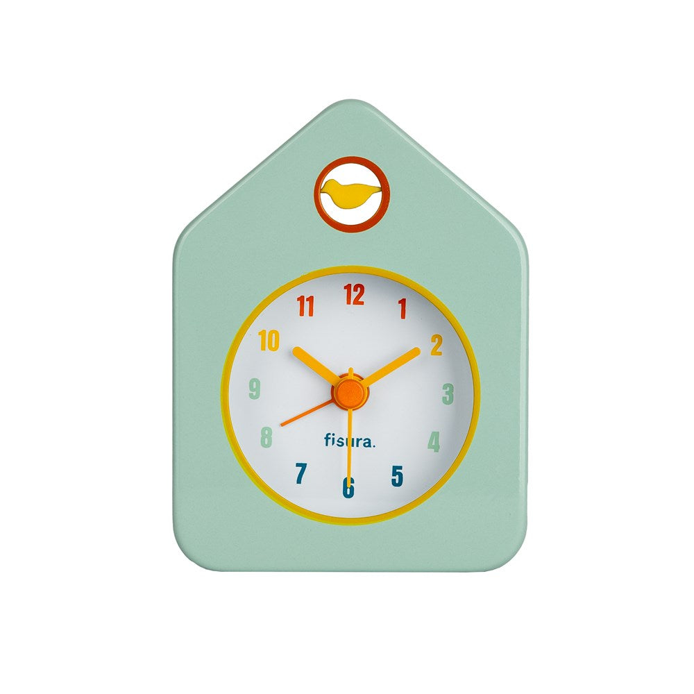 Mini House  Alarm Clock Green - Metal