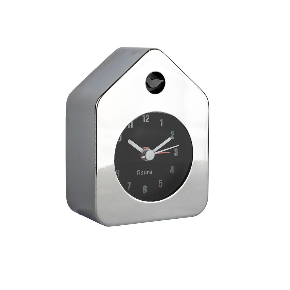 Mini House Alarm Clock Chrome - Metal