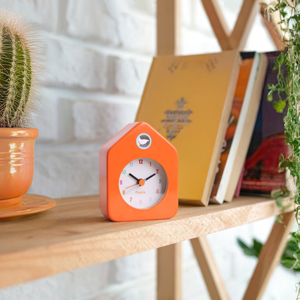 Mini House  Alarm Clock Orange - Metal