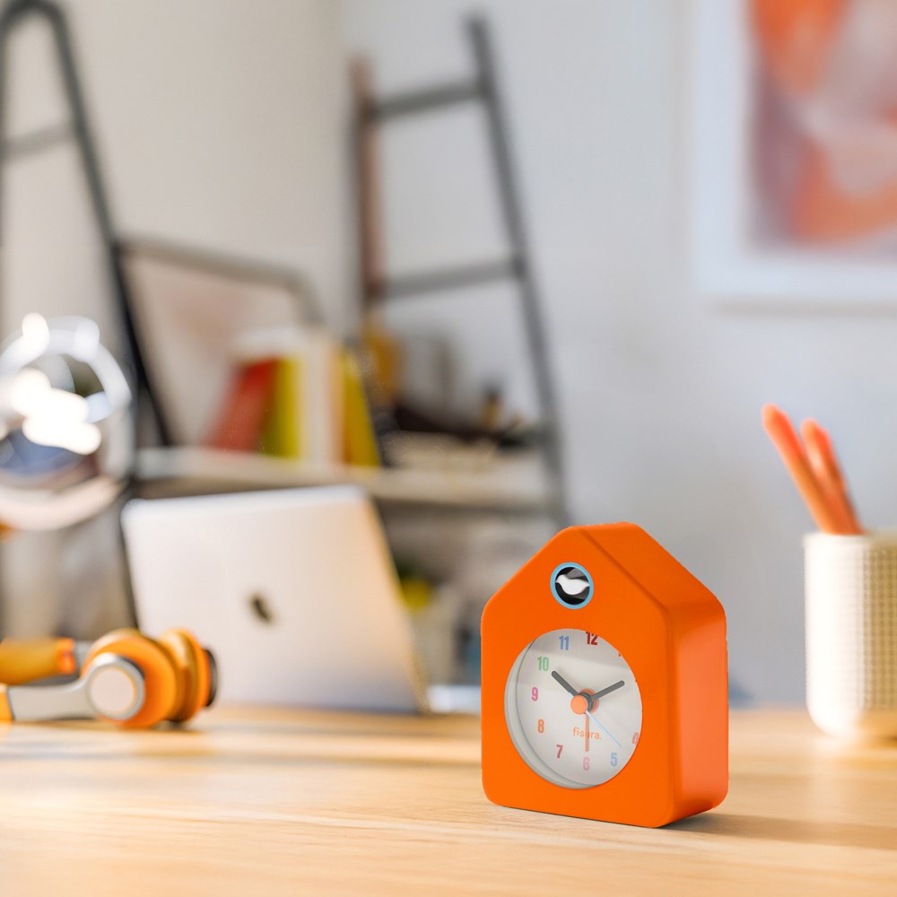 Mini House  Alarm Clock Orange - Metal