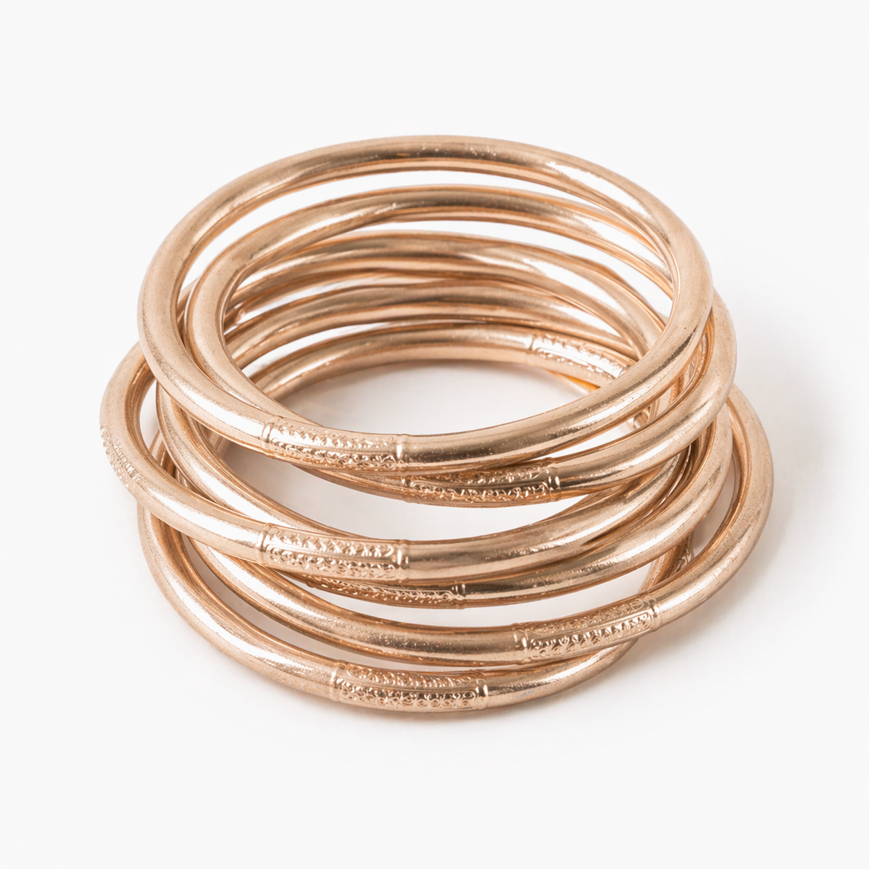 Buddhist Bangles Thick - Champagne Gold Bracelet