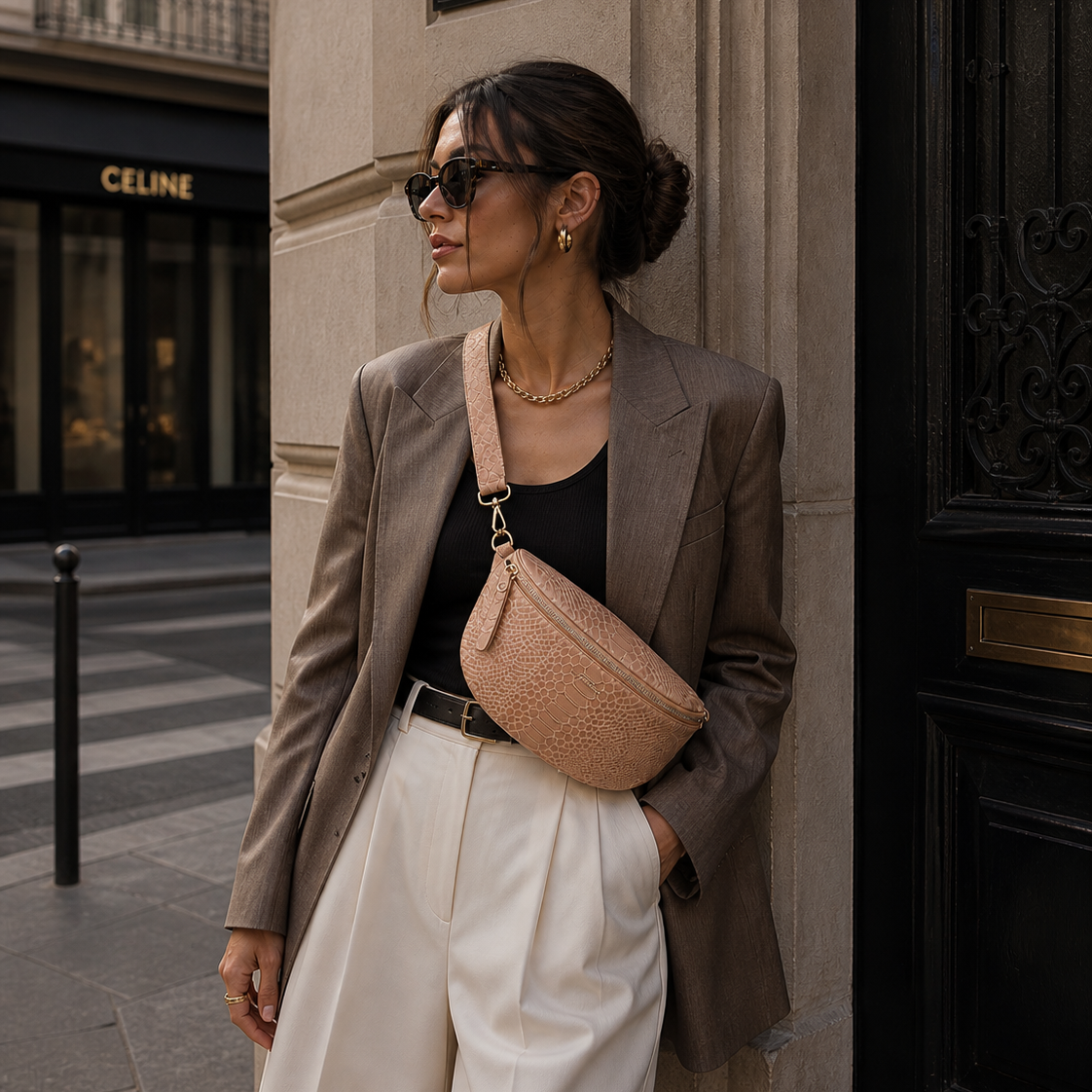 MAISON FANLI - SNAKE Bum Bag Camel