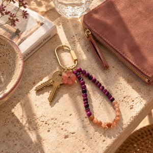 Gemstone Key Ring in Loop Cherry styled with keys