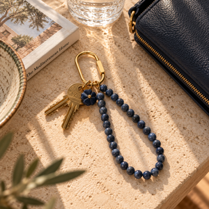 Gemstone Key Ring in Loop Indigo styled with keys