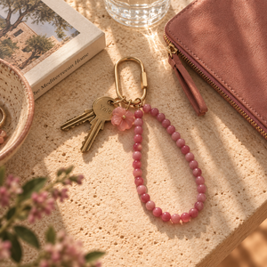 Gemstone Key Ring in Loop Fushia styles with keys