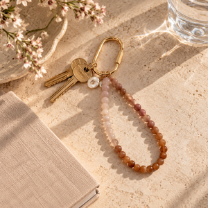 Gemstone Key Ring in Loop Rose styled with keys