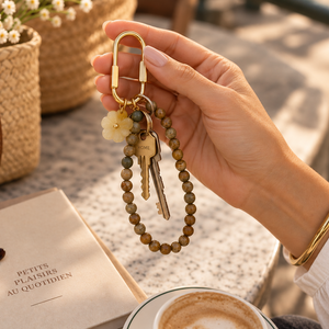 Gemstone Key Ring - Loop Natural styled with keys