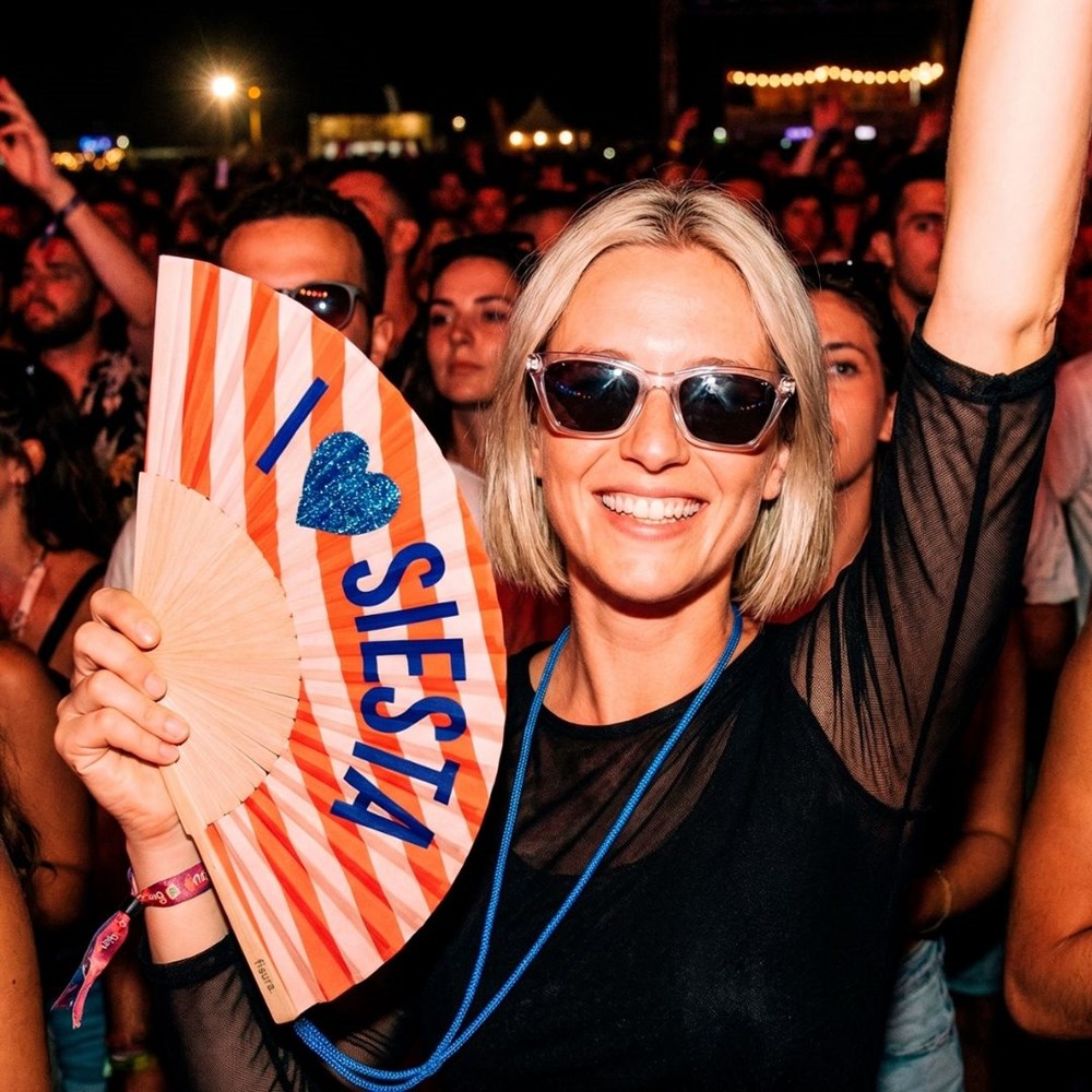 Glitter Hand Fan - "I love siesta"