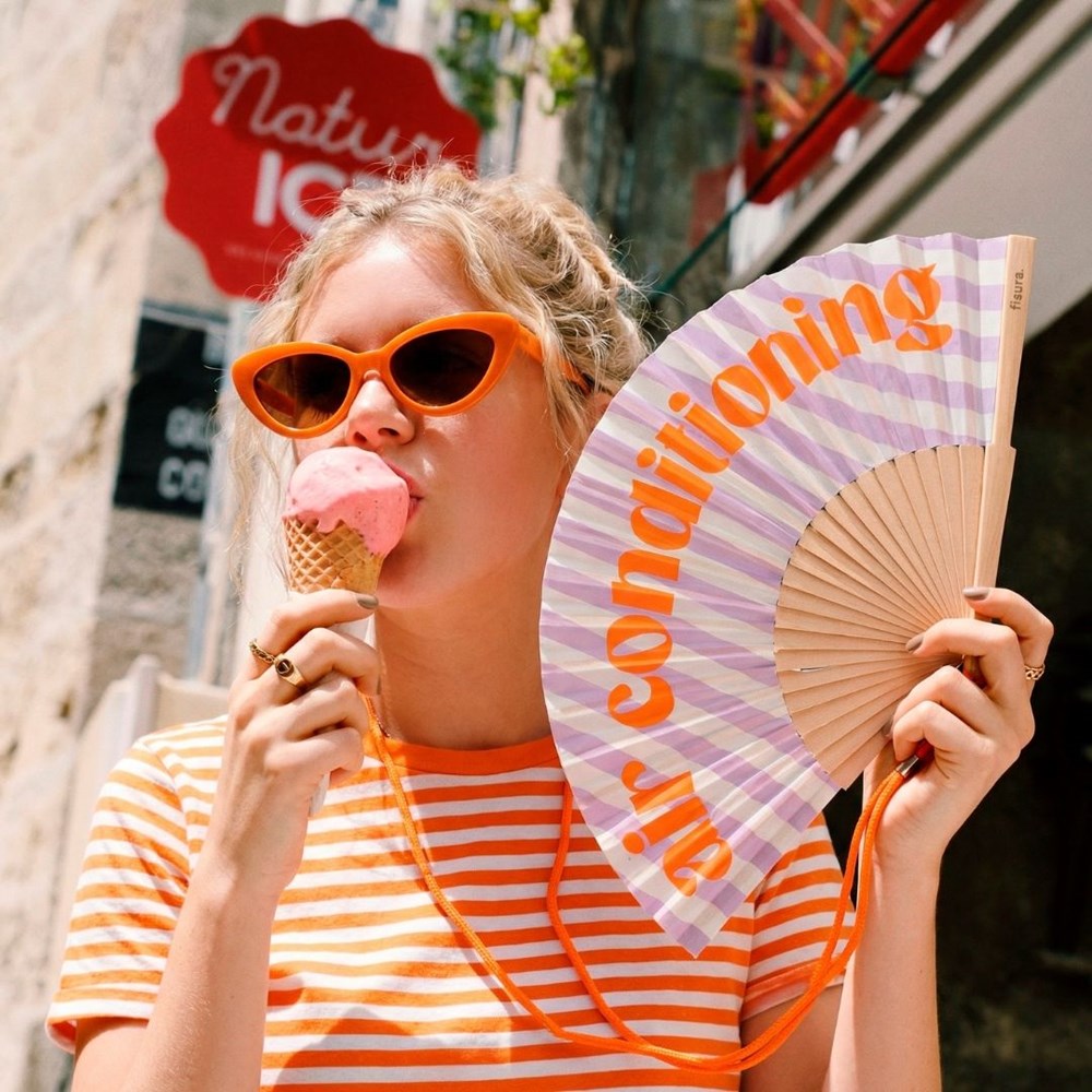 Hand Fan - "Air Conditioning" Stripes