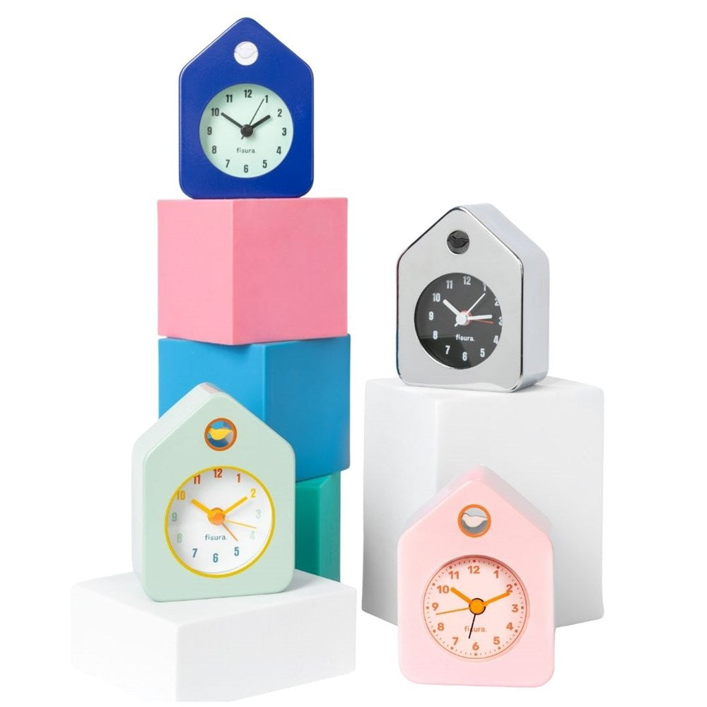 Mini House Alarm Clock Chrome - Metal