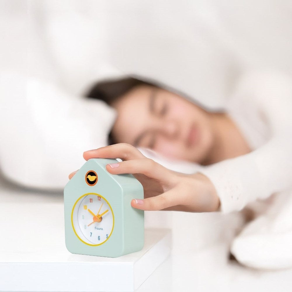 Mini House  Alarm Clock Green - Metal
