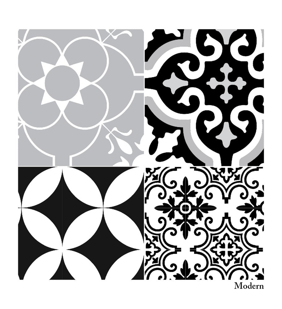 BEIJA FLOR- ECLECTIC B&W Floor Vinyl Rug