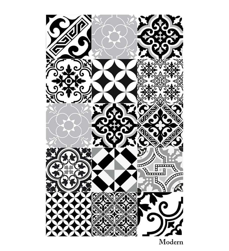 BEIJA FLOR- ECLECTIC B&W Floor Vinyl Rug