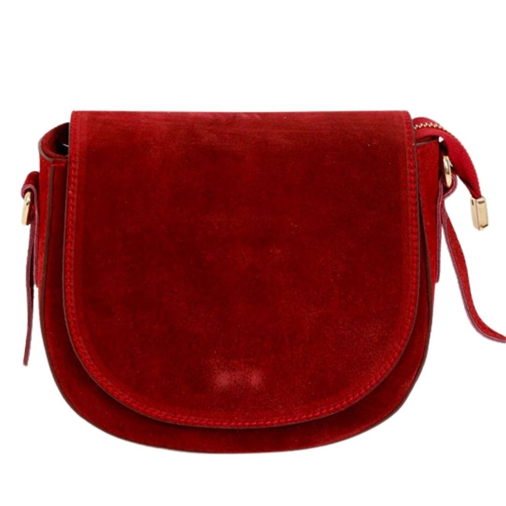 MAISON FANLI Gabrielle Suede Handbag - Deep Red