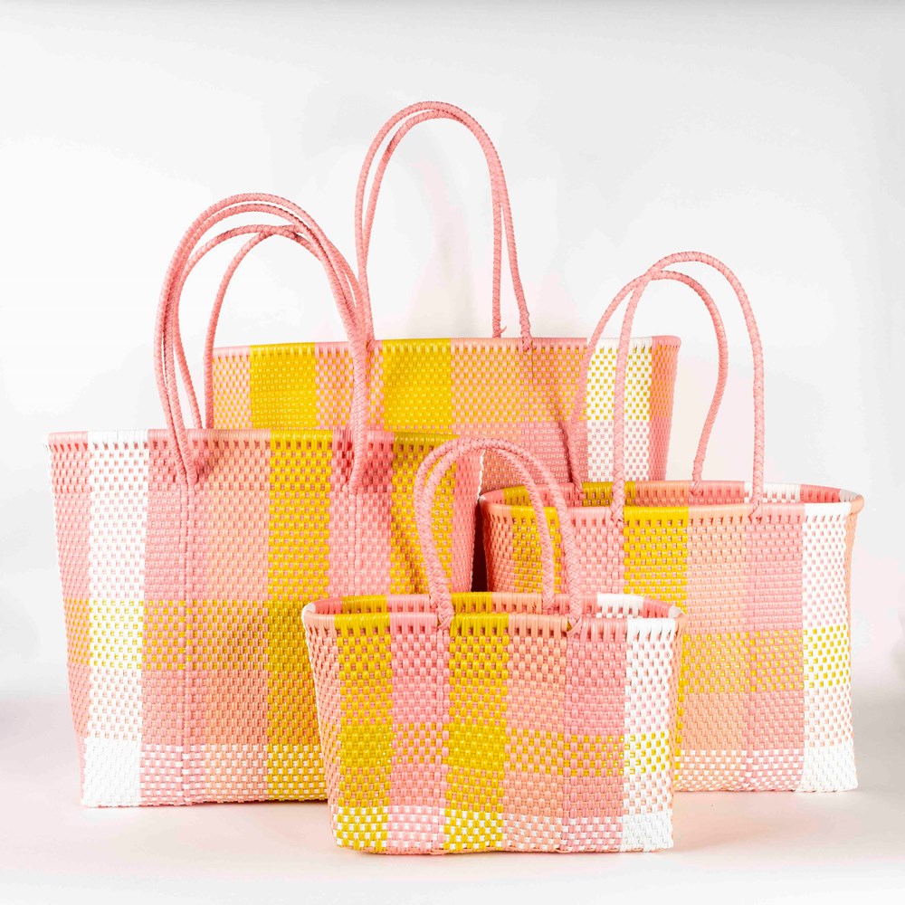 BAHIA - CARLA Yellow Pink Medium Basket