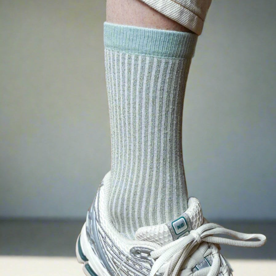 KLUE Glitter Lurex socks - Mist Green Stripes
