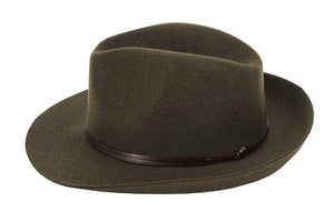 TRAVAUX EN COURS - LODEN Felt Fedora Hat Leather Strap