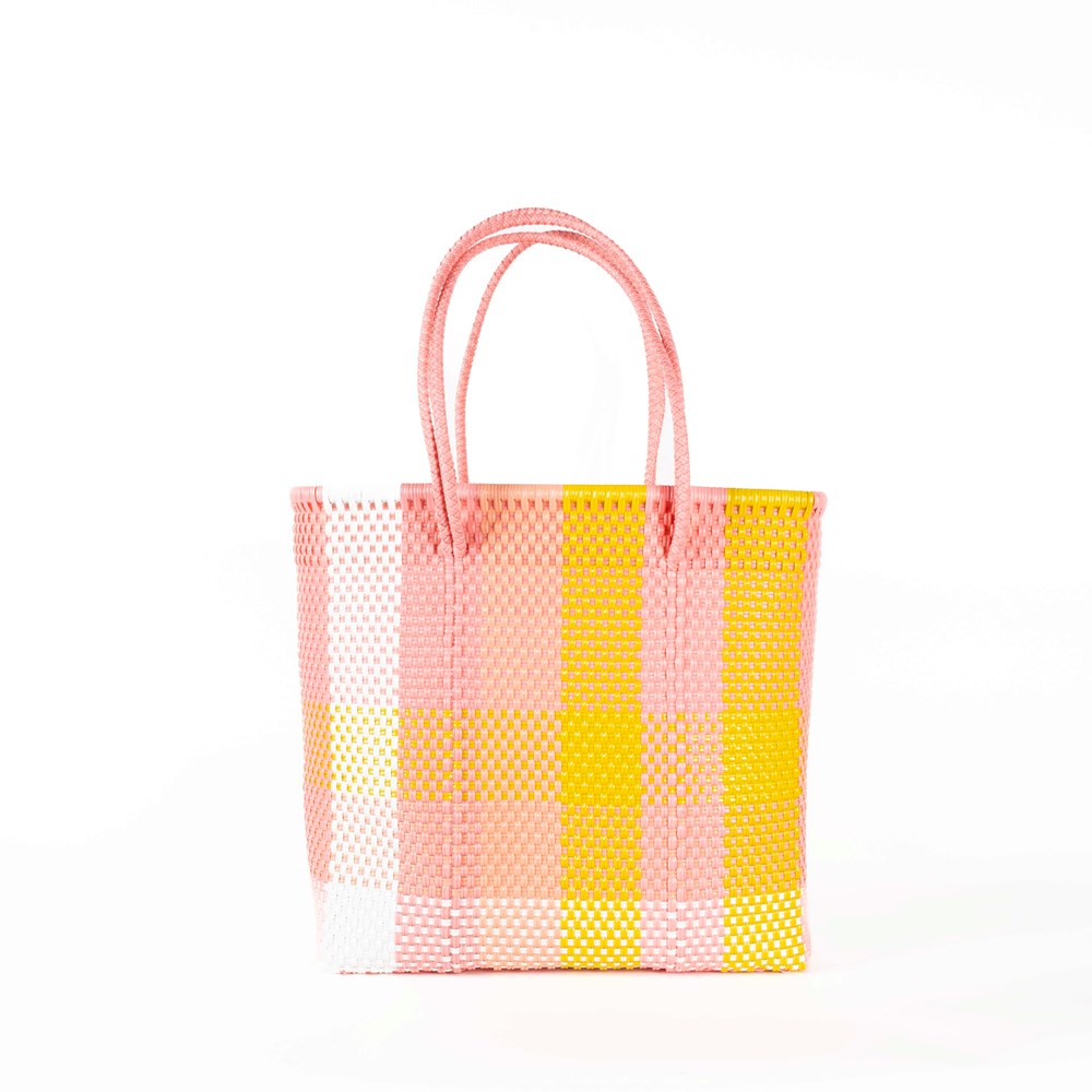 BAHIA BASKETS - CARLA Yellow Pink Large Basket - Double Handle